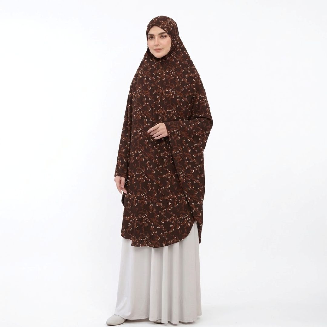 Printed Namaz Makhna - Black White Flower