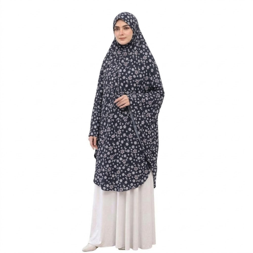 Printed Namaz Makhna - black with flower