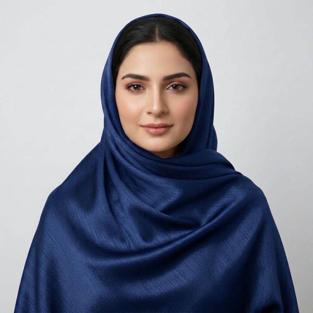 Crinkle Silk Hijab – Navy Blue