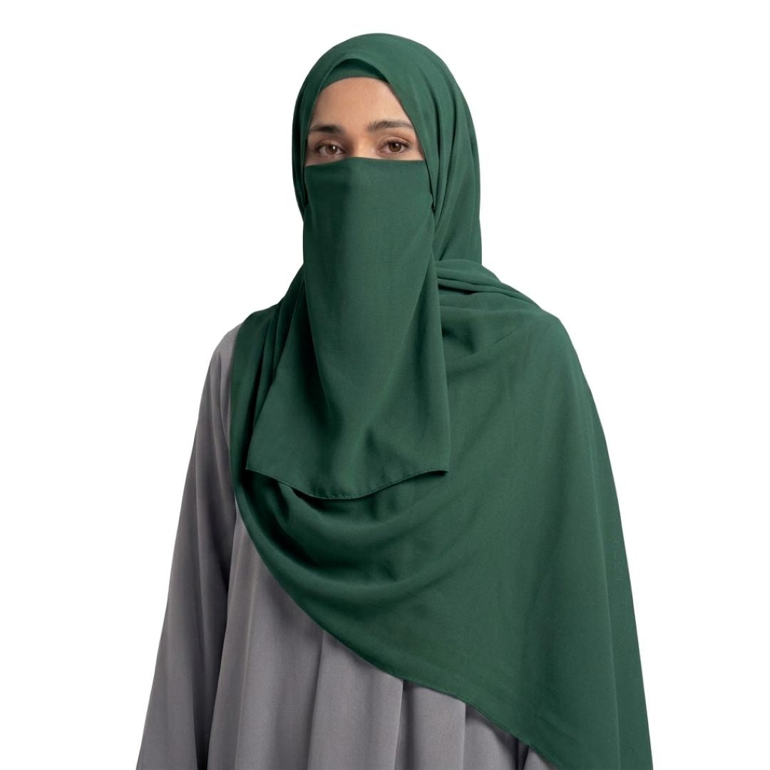three piece hijab set - dark green