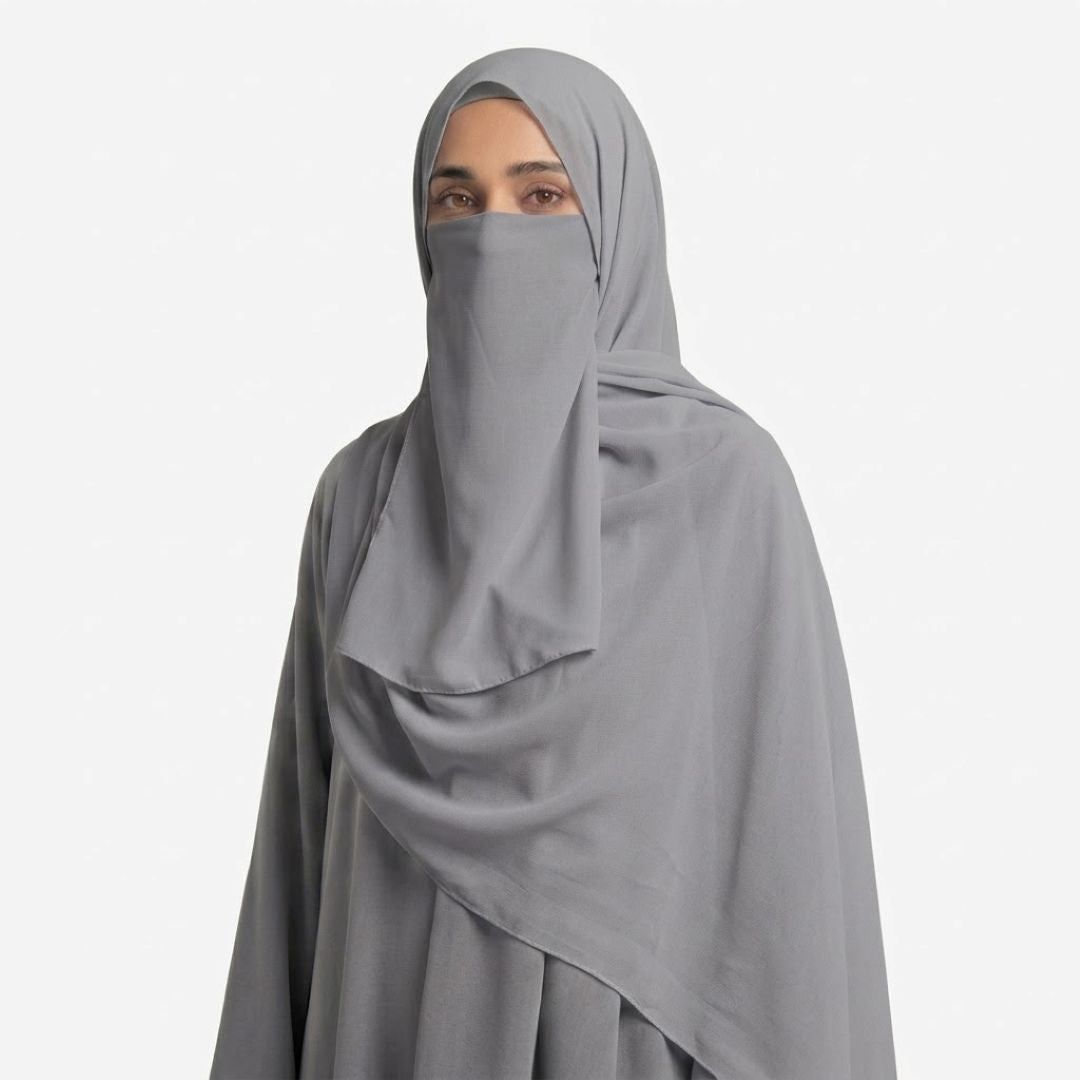 three piece hijab set - Gray