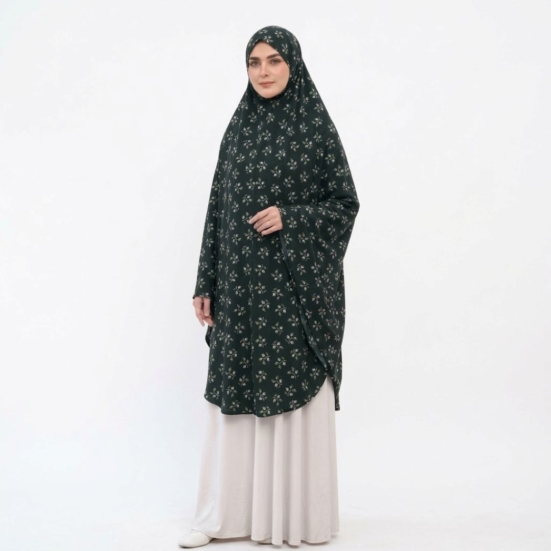 Printed Namaz Makhna - green white floral