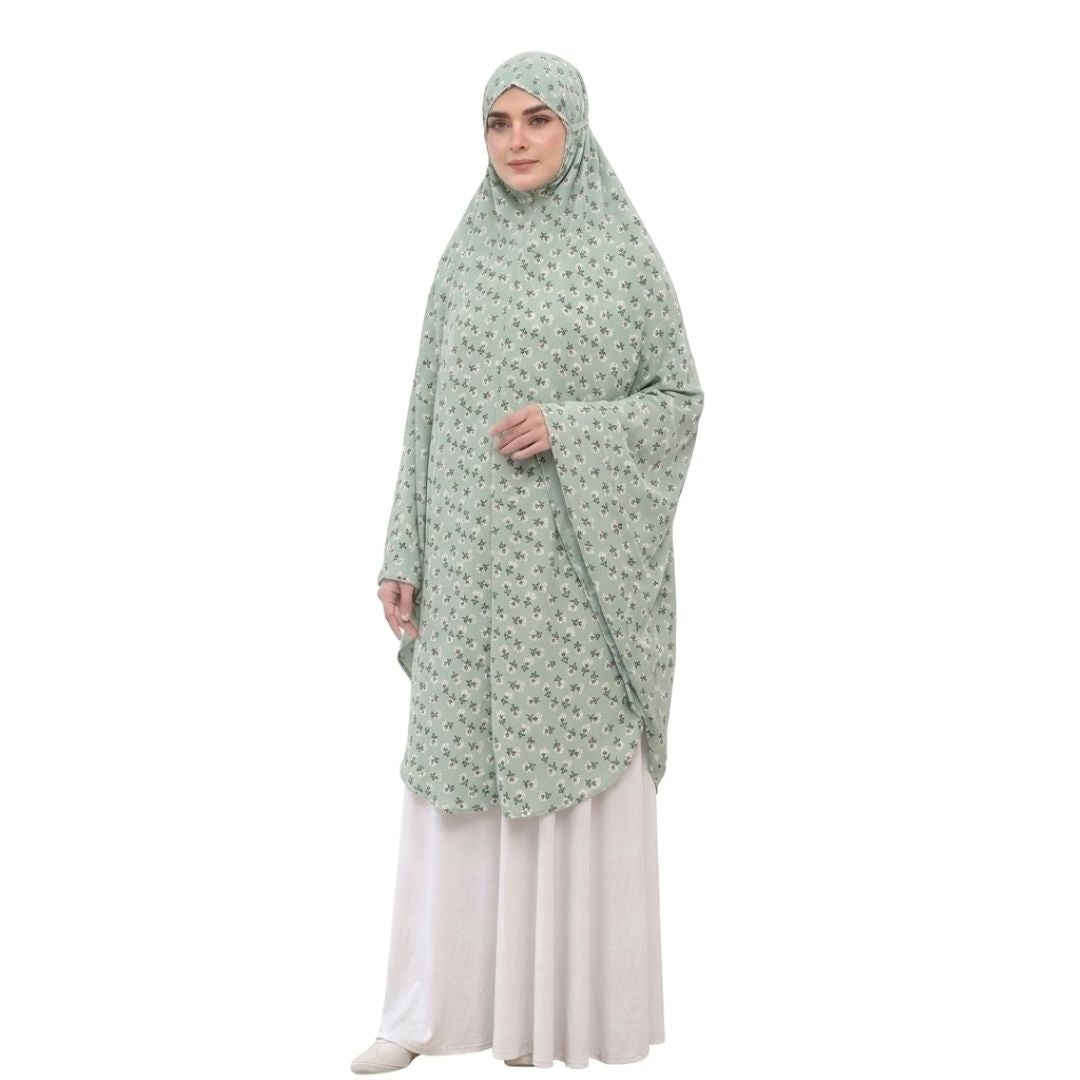 Printed Namaz Makhna - light green with flowers