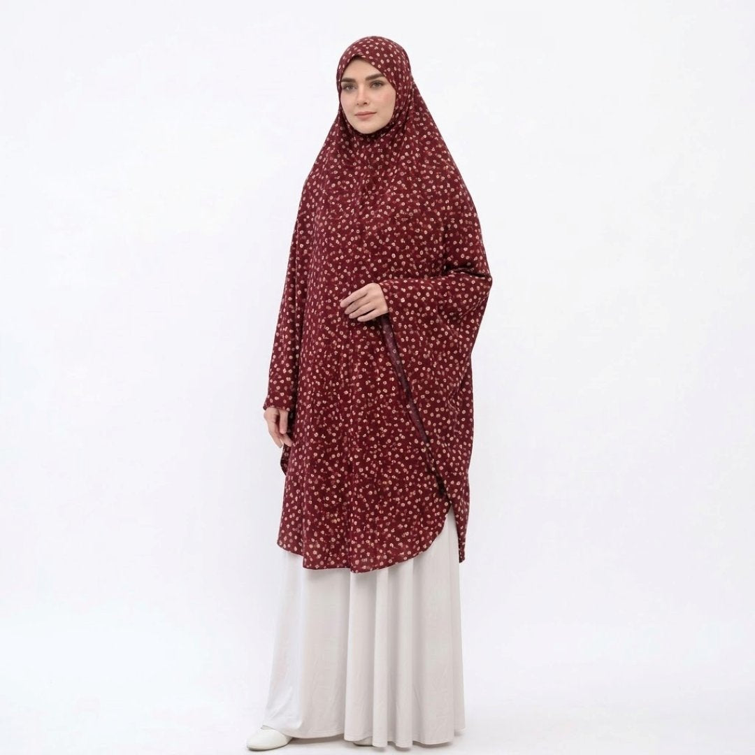 Printed Namaz Makhna - Maroon with flower