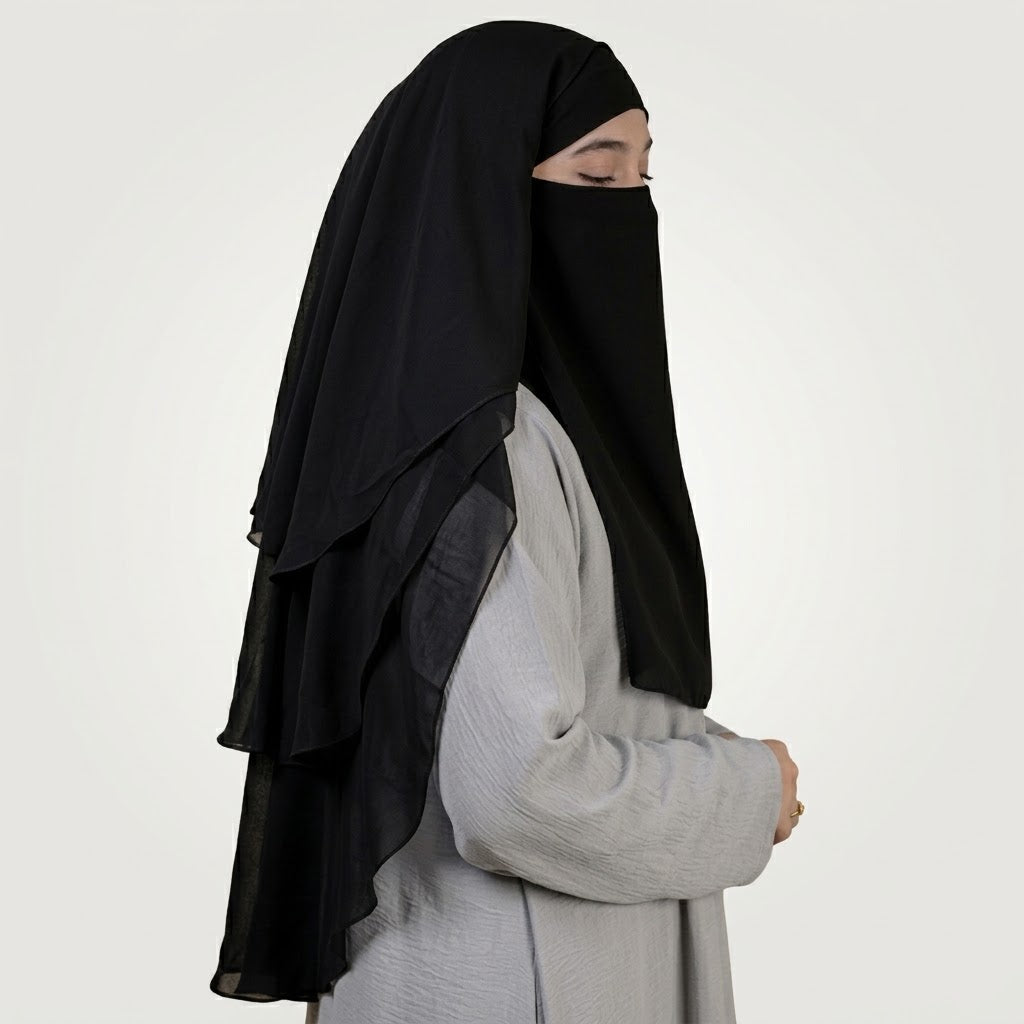 3 Layer Jamati Niqab - worn view