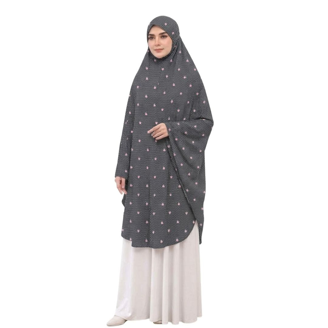 Printed Namaz Makhna - Gray Polka Dot