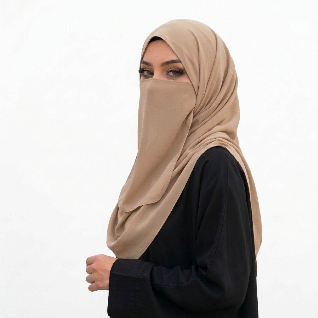 three piece hijab set -Beige