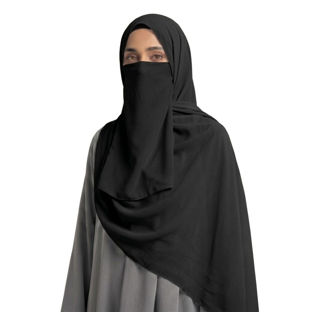 three piece hijab set - Black