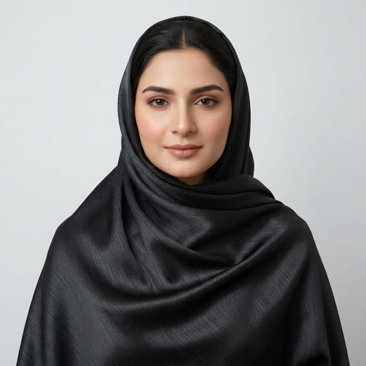 Crinkle Silk Hijab – Black