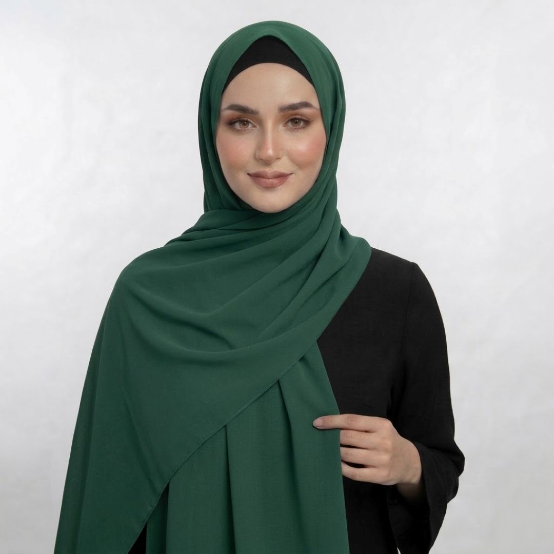 Bottle Green Chiffon Hijab