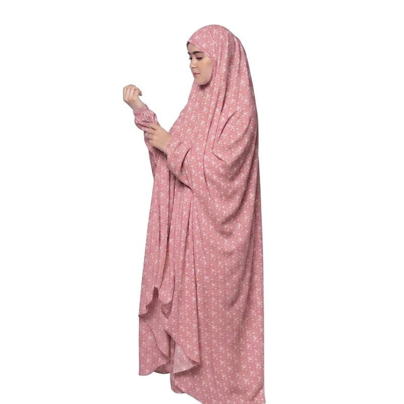 Namaz Chadar with naqab – Bow Print pink