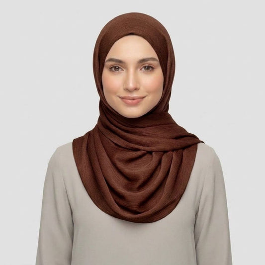Crinkle Silk Hijab – Chocolate Brown