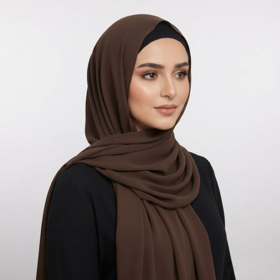 Dark Brown Chiffon Hijab