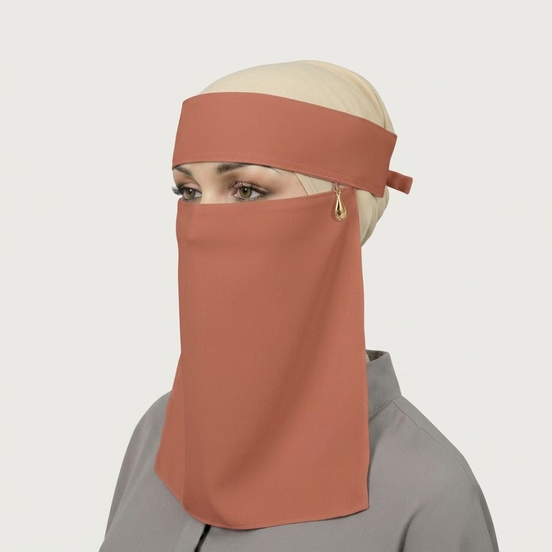 Saudi Naqab – Dusty Pink terracotta rose face veil