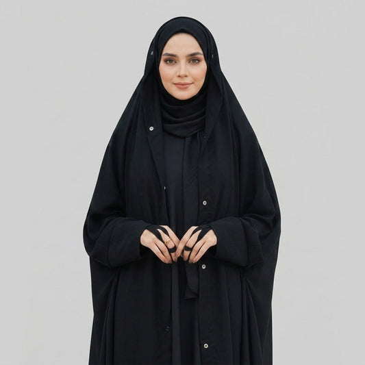 Iraqi Chadar – Full Button Style Black Nidah