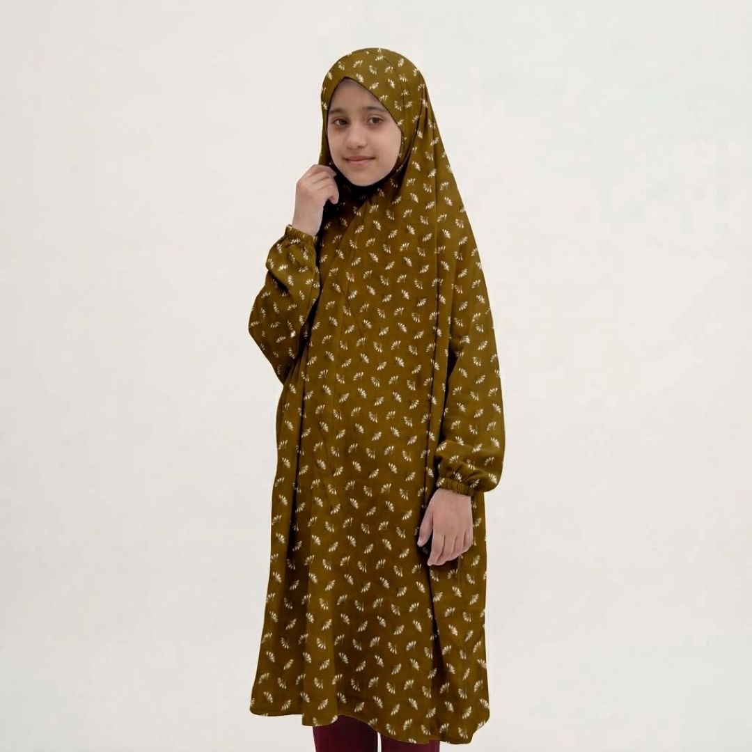 Kids Namaz Chadar - Mustard floral print