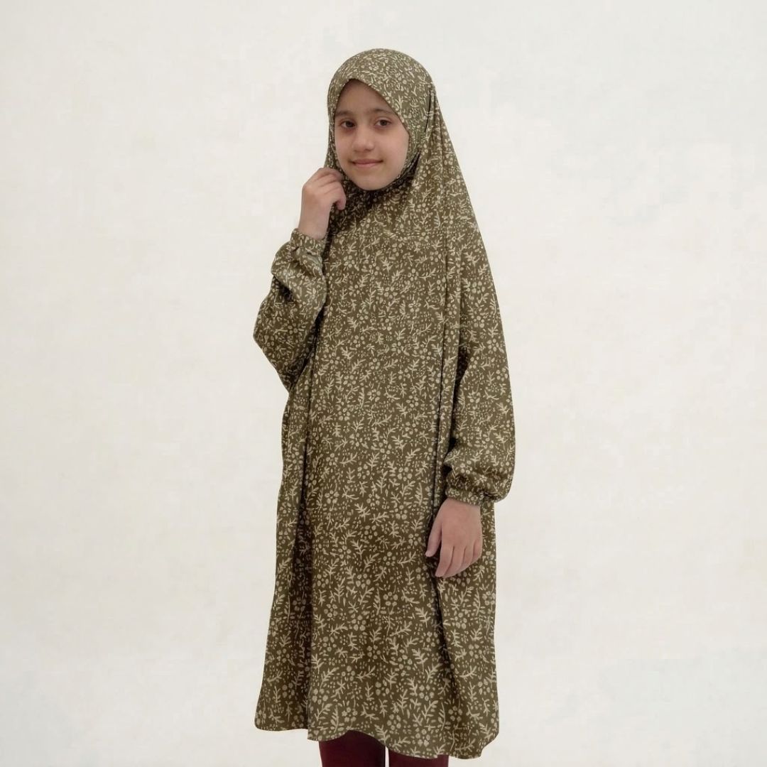 Kids Namaz Chadar - Brown floral print