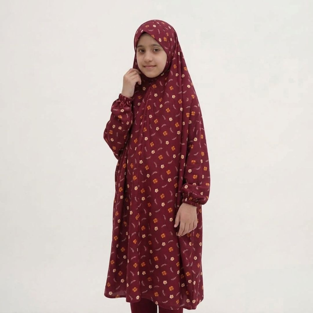 Kids Namaz Chadar - Teal floral print