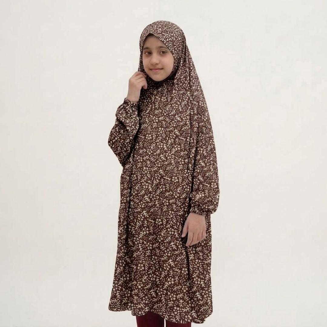 Kids Namaz Chadar - Olive leaf print