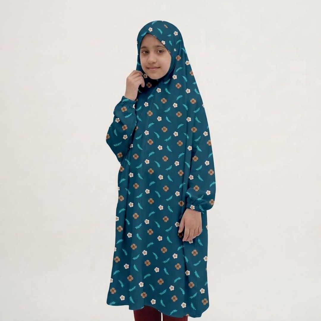 Kids Namaz Chadar - Olive daisy print