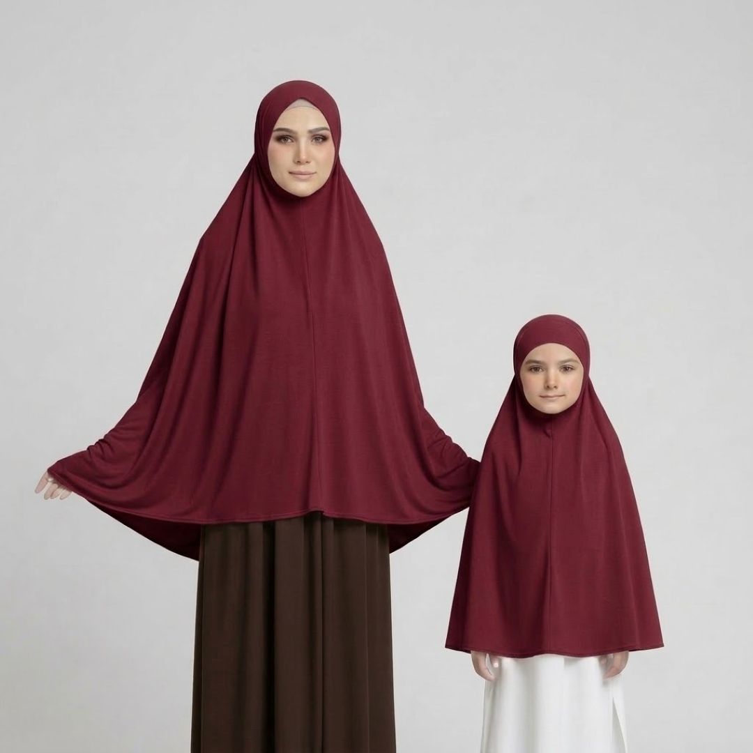 Mother & Baby Namaz Makhna - Maroon