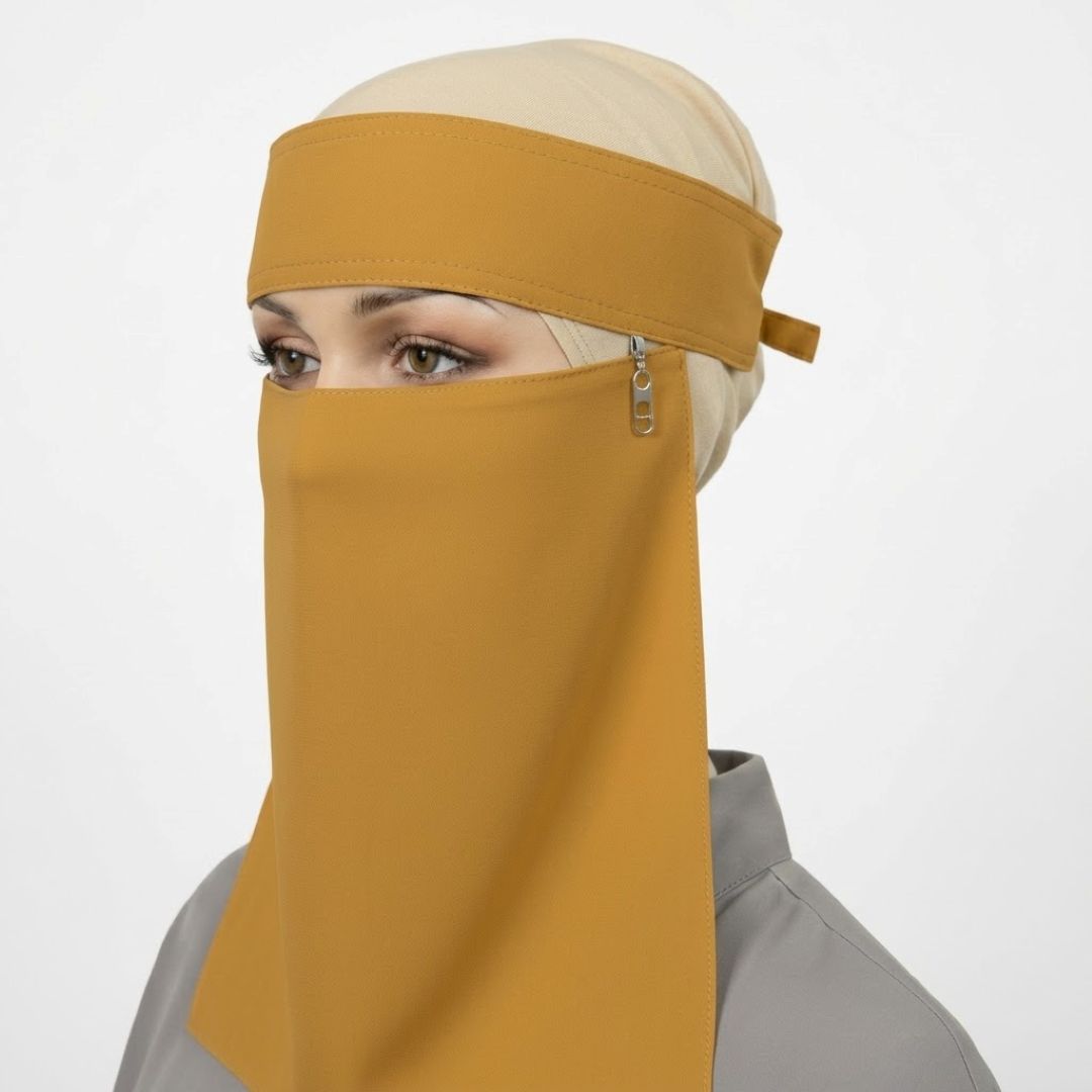 Saudi Naqab – Mustard golden yellow face veil