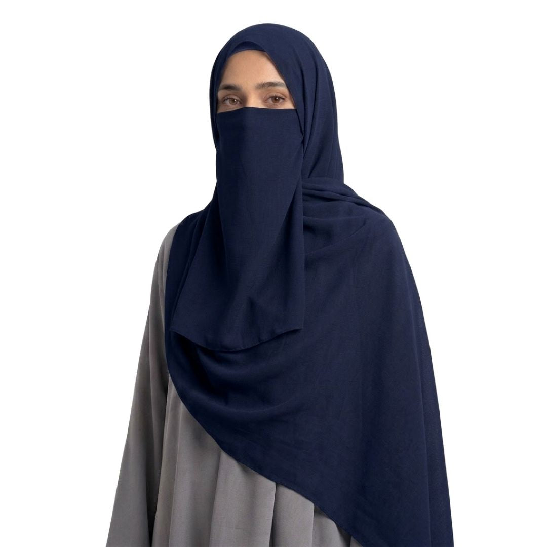 three piece hijab set- Navyblue
