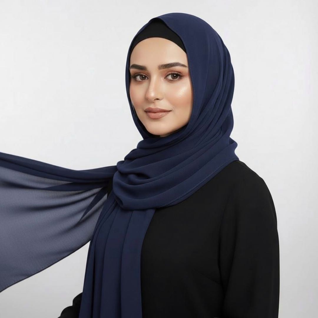 Navy Blue Chiffon Hijab