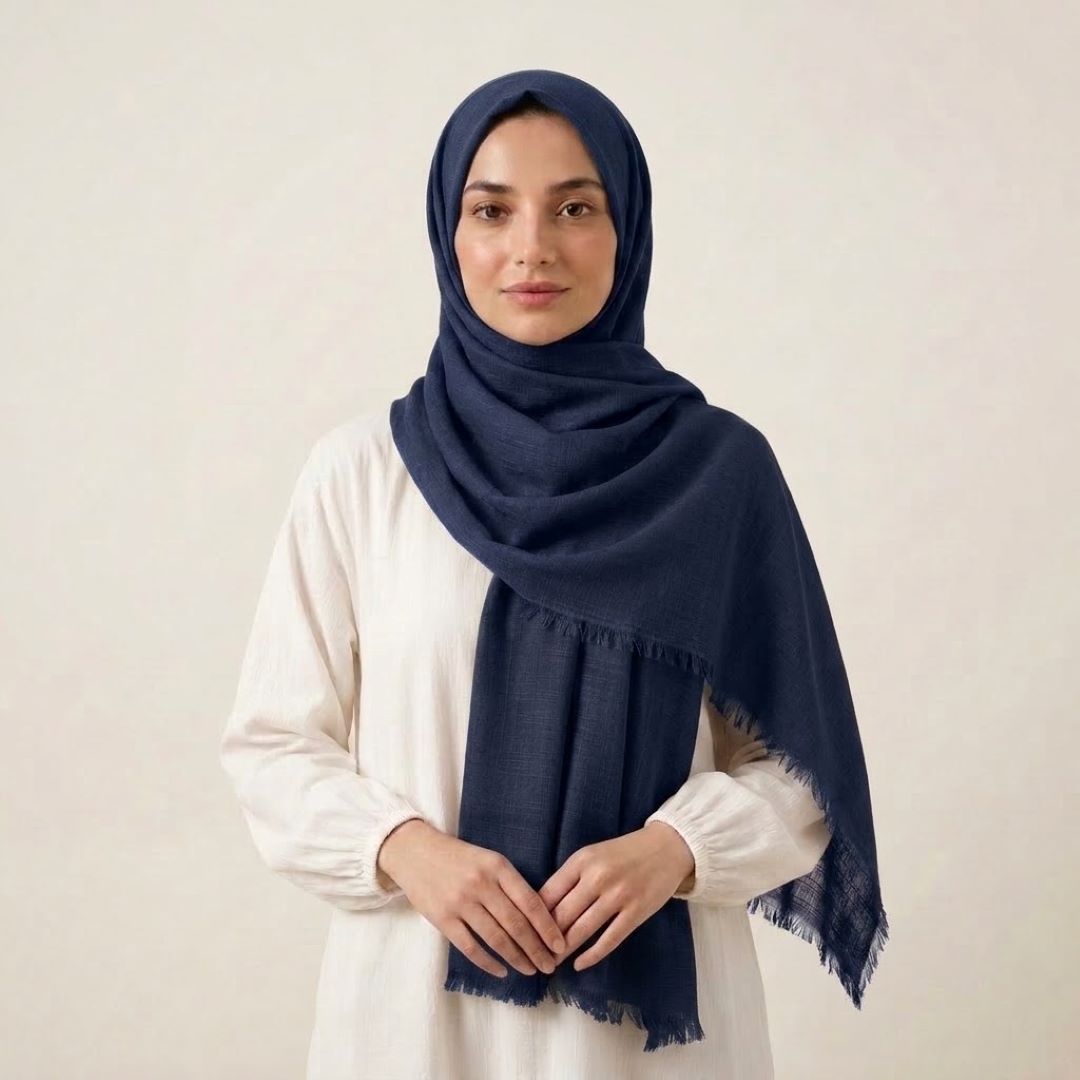 Turkish Lawn Hijab - Navy Blue