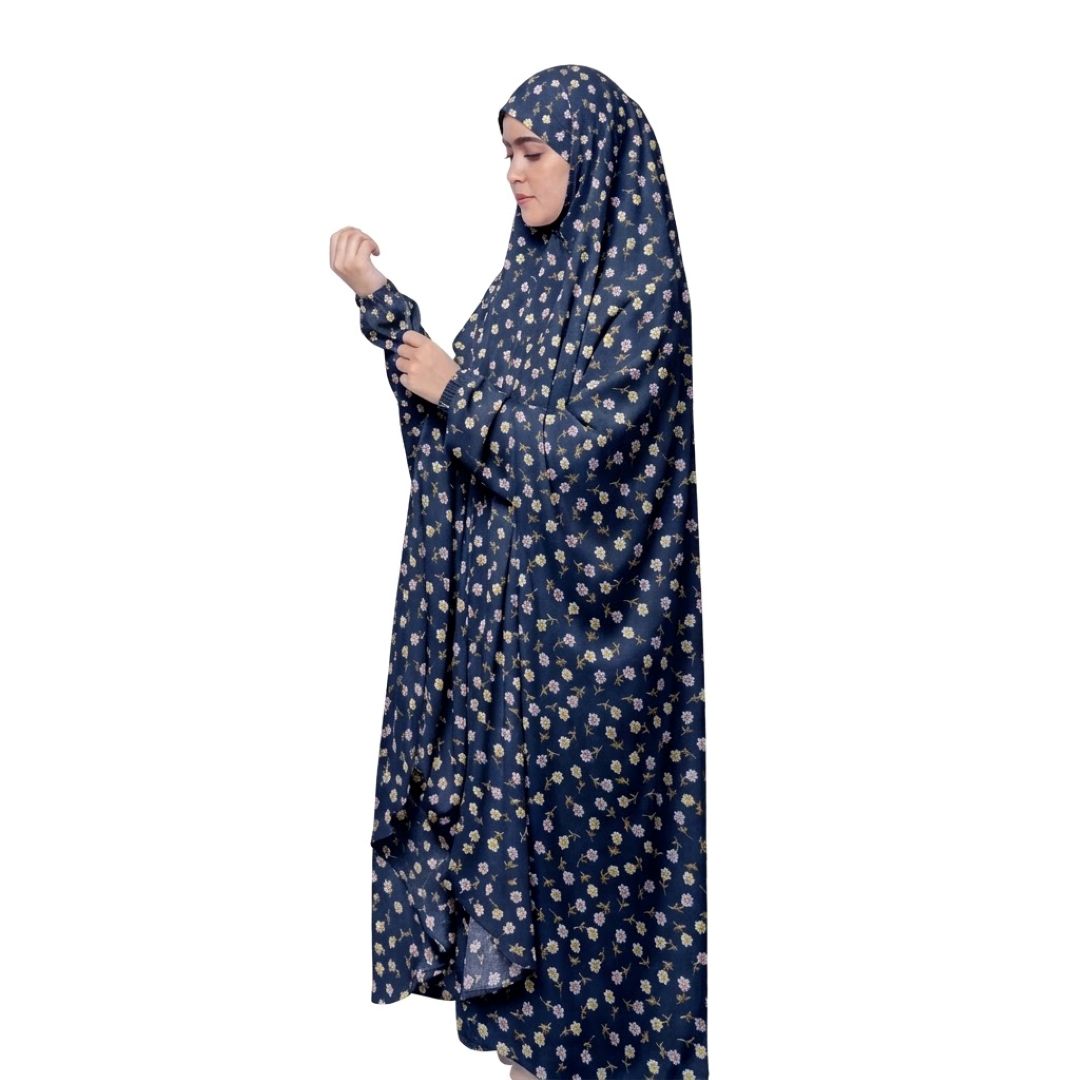 Namaz Chadar with naqab – navy blue Honey flowers