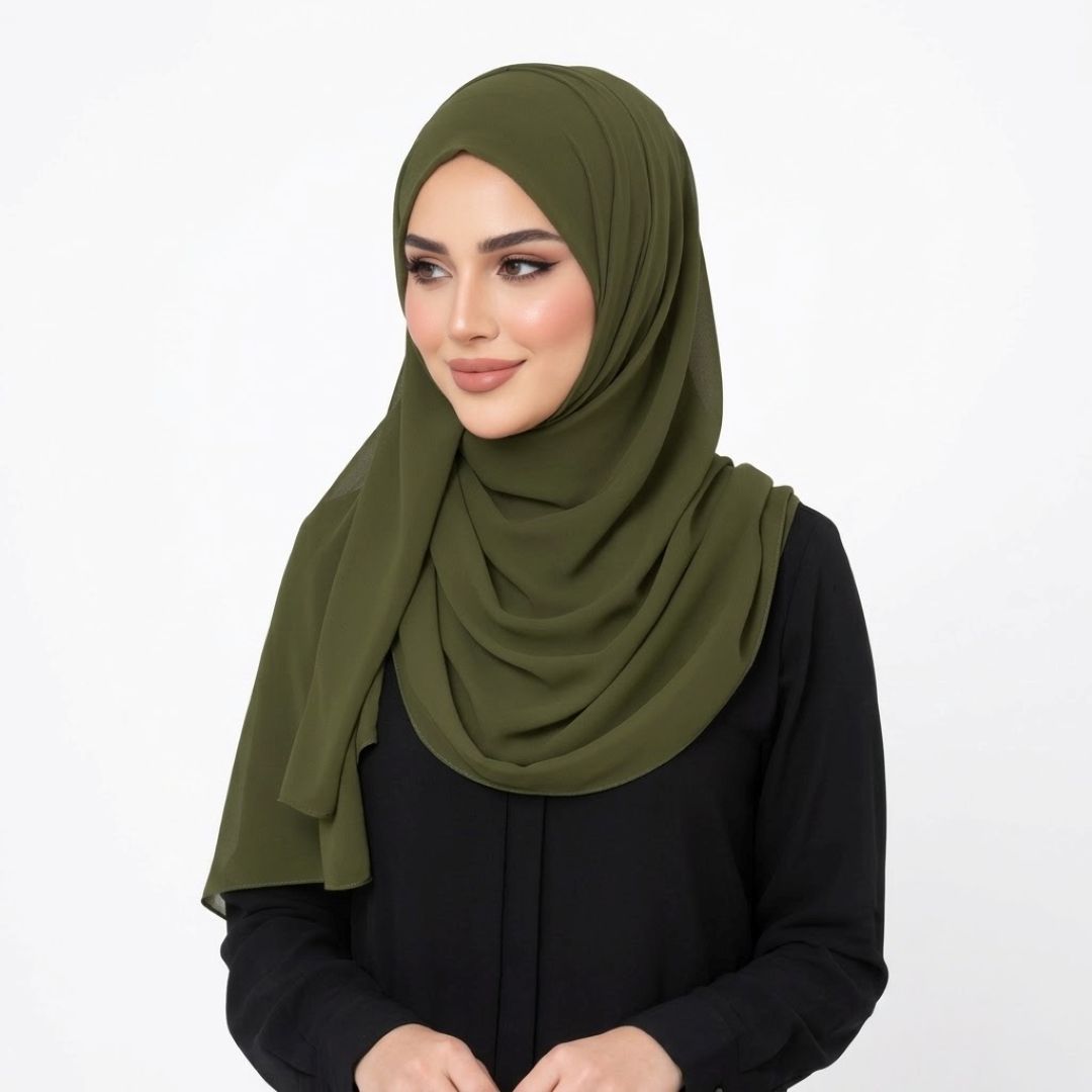 Olive Green Chiffon Hijab