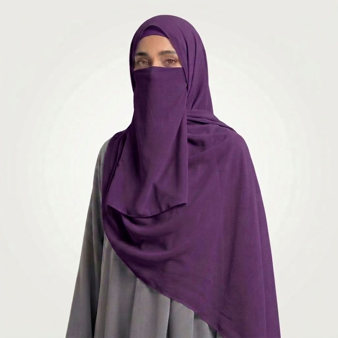 three piece hijab set- Purple