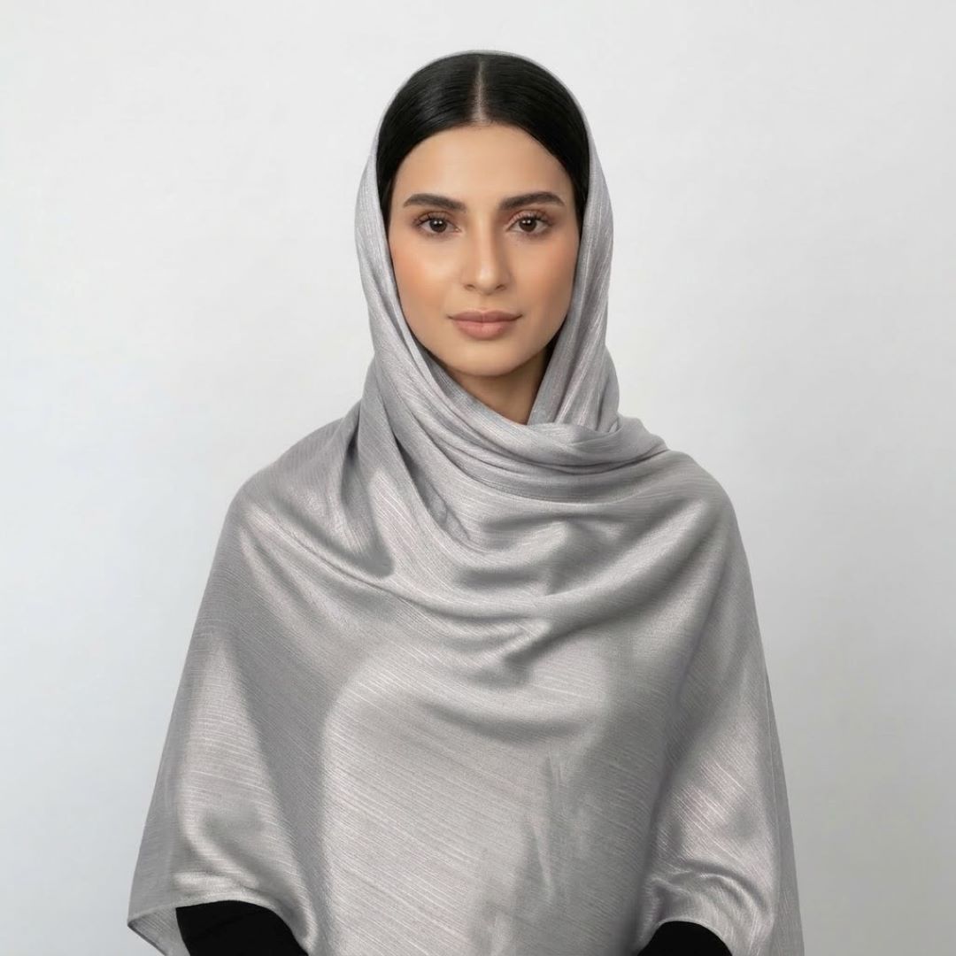Crinkle Silk Hijab – Silver