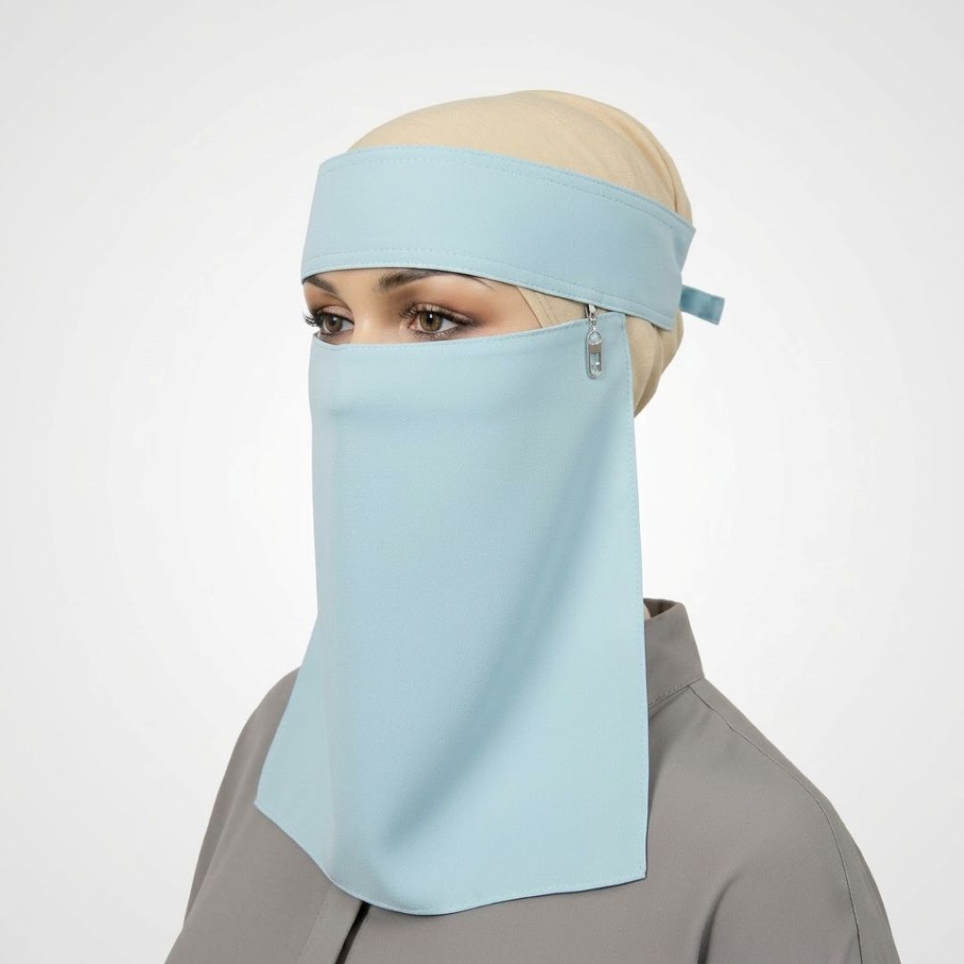 Saudi Naqab – Sky Blue face veil
