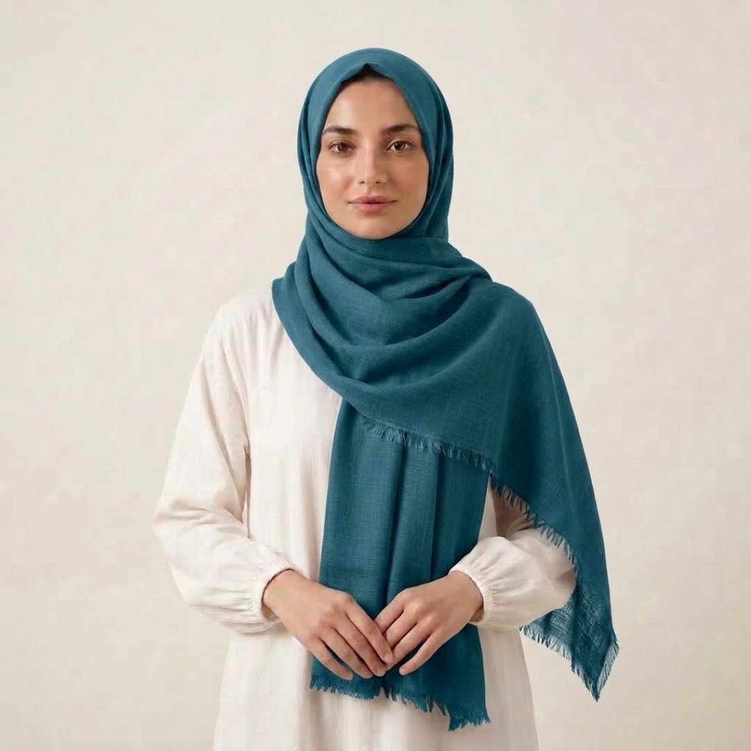 Turkish Lawn Hijab – Teal Blue
