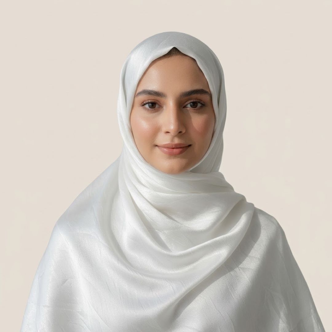 Crinkle Silk Hijab – White