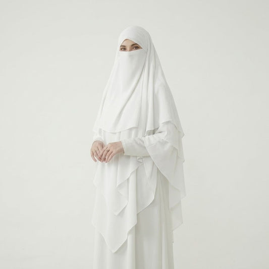 3-Layer Khimar & Niqab White