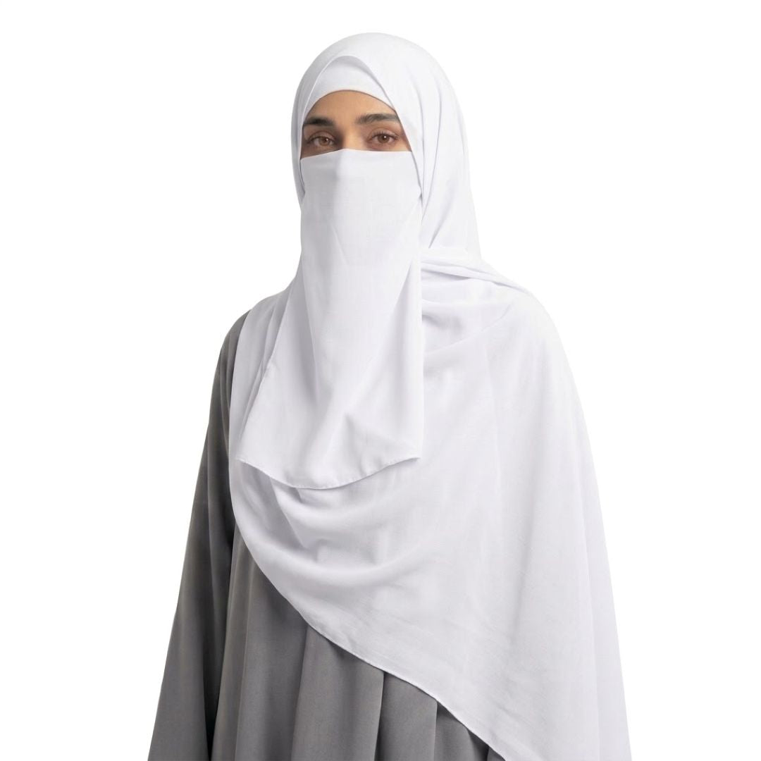 three piece hijab set- White